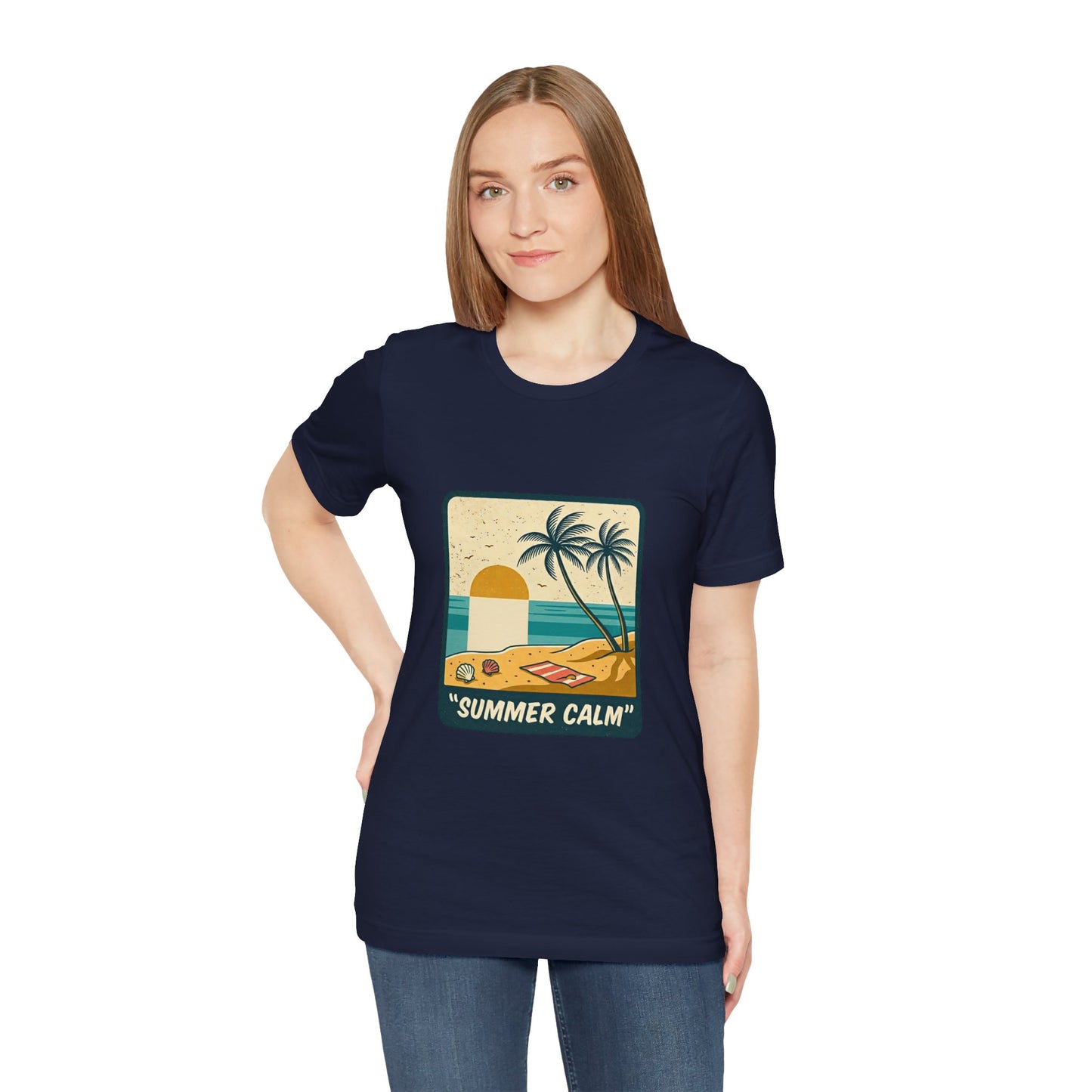 Summer Calm Beach T‑Shirt — Retro Palm Tree Sunset Tee