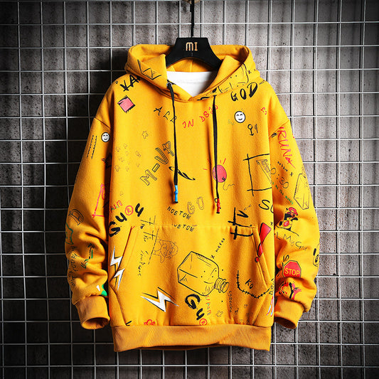Casual all match loose long sleeved hooded top