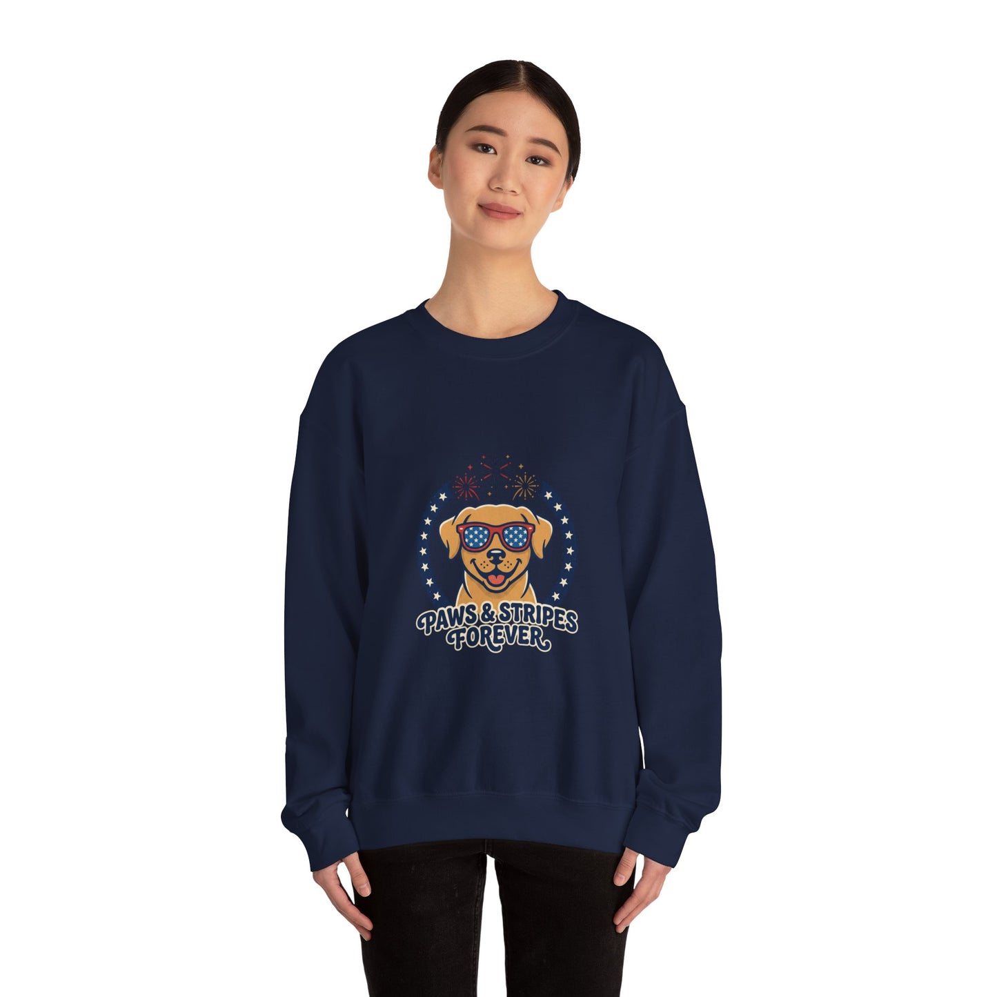 Paws & Stripes Forever Sweatshirt | Americana Retro, vintage distressed patriotic palette