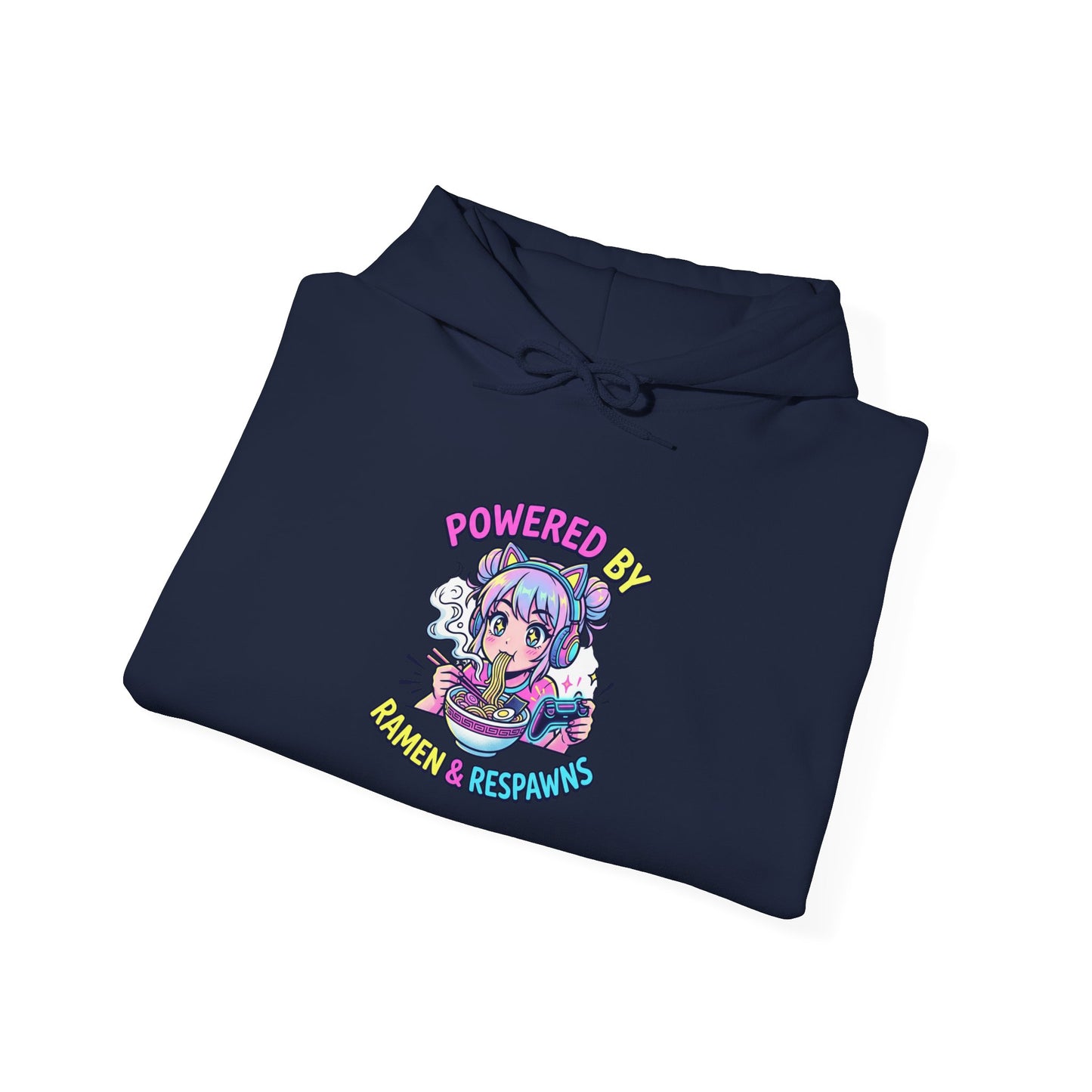 Hoodie — "Powered By Caffeine & Curiosity" Cute Anime Coffee Graphic