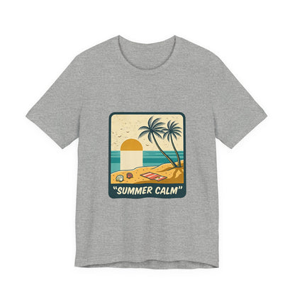 Summer Calm Beach T‑Shirt — Retro Palm Tree Sunset Tee