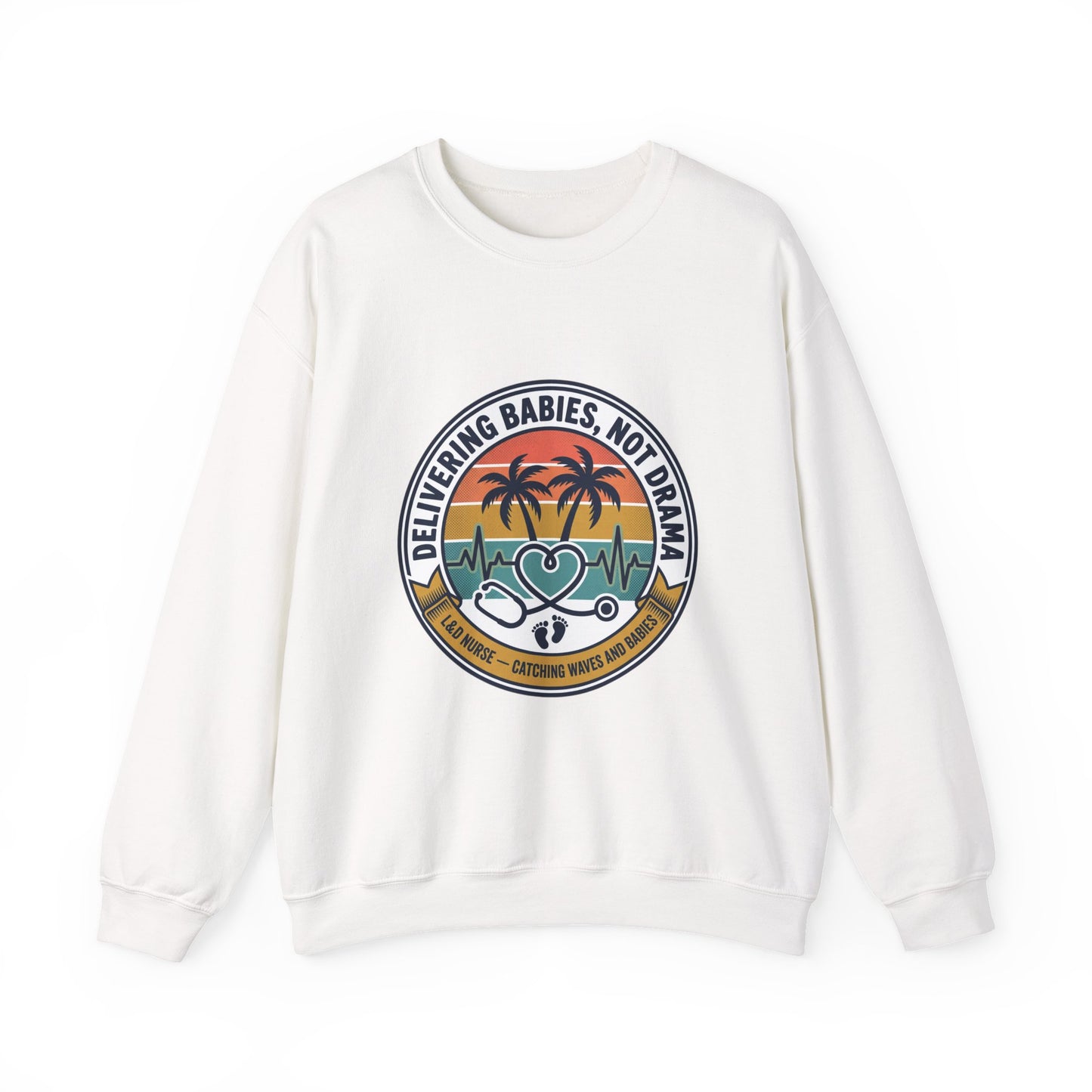 Retro Sunset Palms Crewneck, vintage distressed Americana, summer BBQ 4th of July