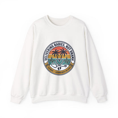 Retro Sunset Palms Crewneck, vintage distressed Americana, summer BBQ 4th of July
