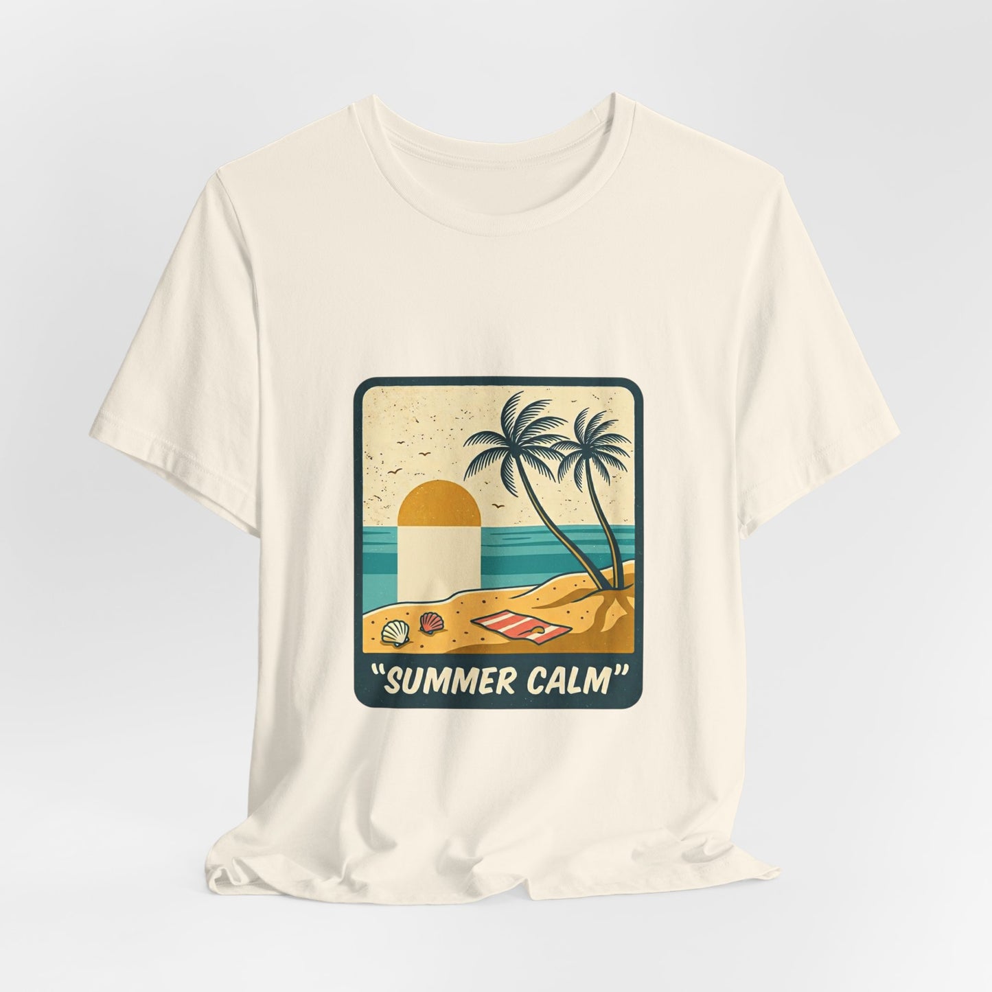Summer Calm Beach T‑Shirt — Retro Palm Tree Sunset Tee