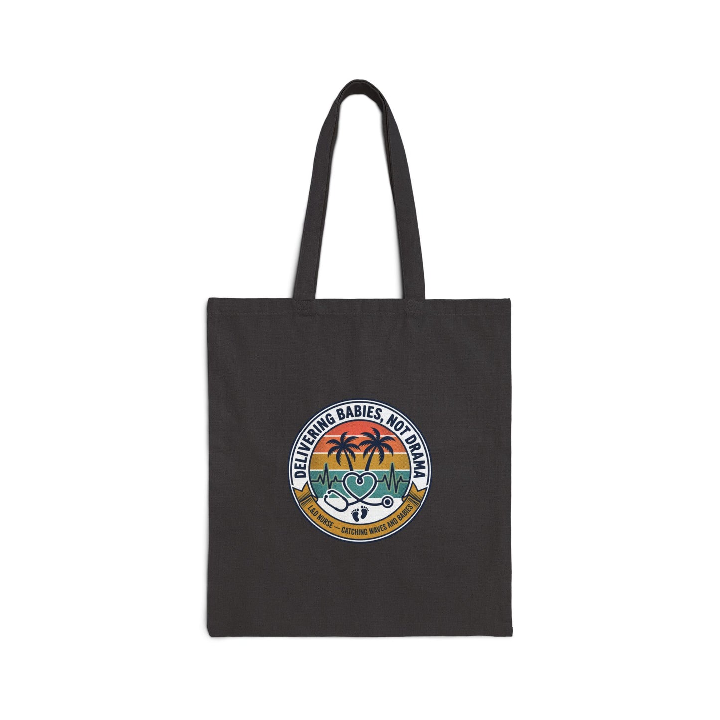 Vintage Beach Sunset Tote, Americana Retro 4th of July, Patriotic Palette