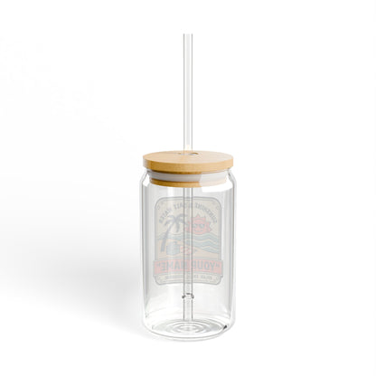 Personalized Beach Vibes Sipper Glass - 16oz Travel Tumbler with Straw