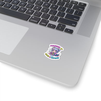 Powered by Ramen & Respawns Kiss-Cut Sticker — Cute Gamer Anime Vinyl Decal