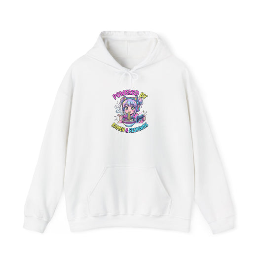 Hoodie — "Powered By Caffeine & Curiosity" Cute Anime Coffee Graphic