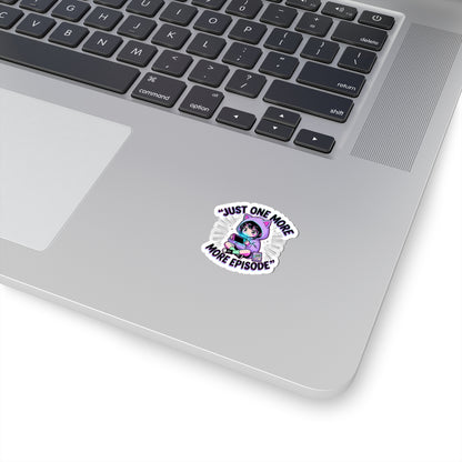 Just One More Episode Kiss-Cut Sticker | chibi anime aesthetic, kawaii manga panel