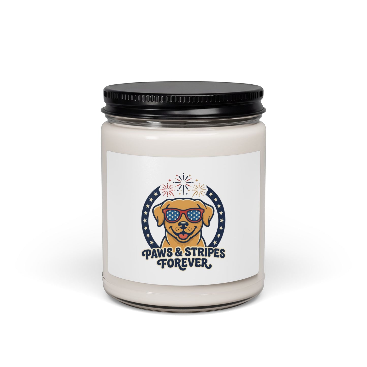 Paws & Stripes Forever Candle, Soy Jar | Americana, Retro 4th of July