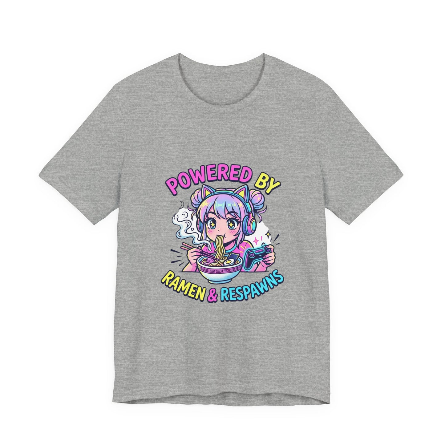 Powered by Ramen & Respawns Tee — Cute Anime Gamer T-Shirt