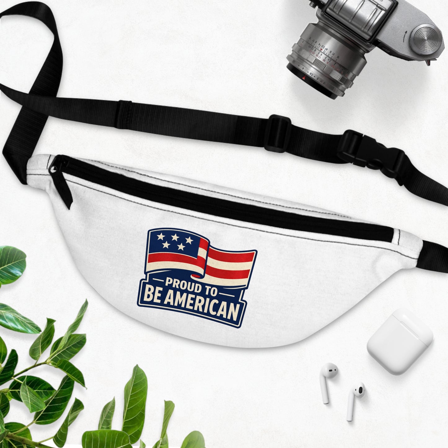 Patriotic Fanny Pack — "Proud to Be American" Flag Waist Bag