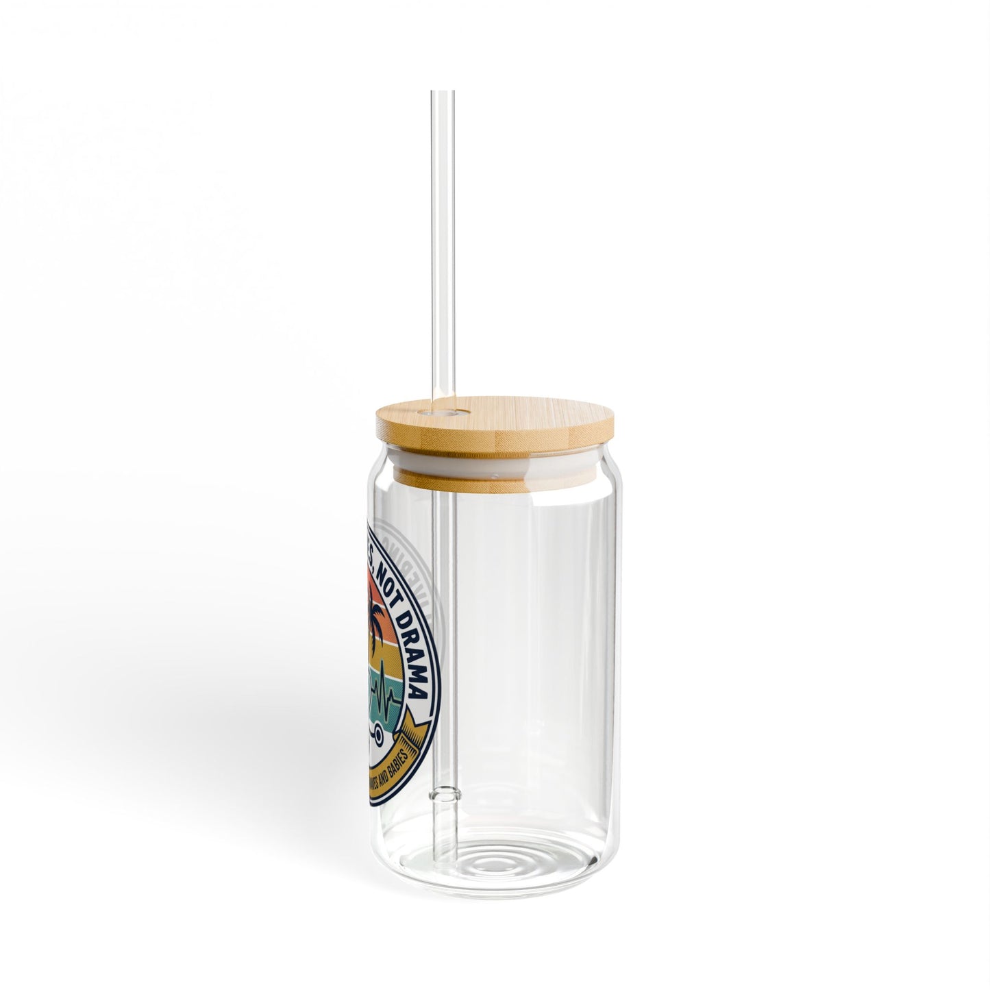 16oz Sipper Glass - 'Delivering Babies, Not Drama' Coastal RN Water Tumbler