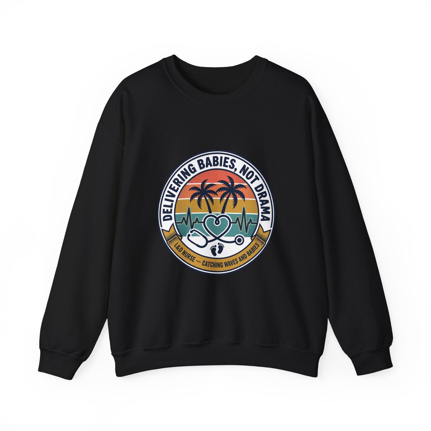 Retro Sunset Palms Crewneck, vintage distressed Americana, summer BBQ 4th of July