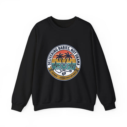 Retro Sunset Palms Crewneck, vintage distressed Americana, summer BBQ 4th of July