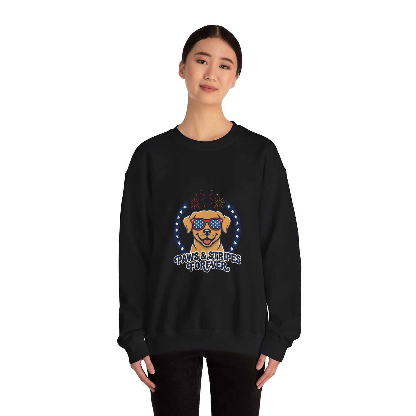 Paws & Stripes Forever Sweatshirt | Americana Retro, vintage distressed patriotic palette