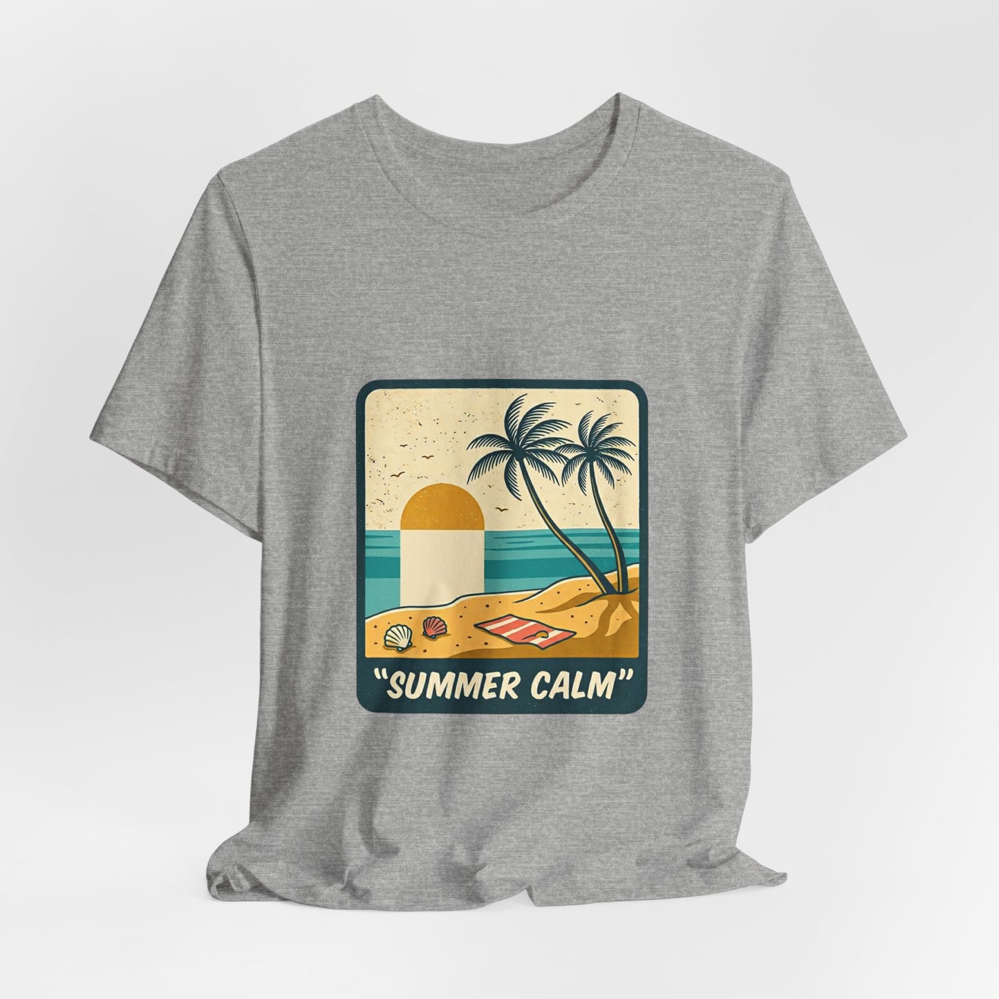 Summer Calm Beach T‑Shirt — Retro Palm Tree Sunset Tee