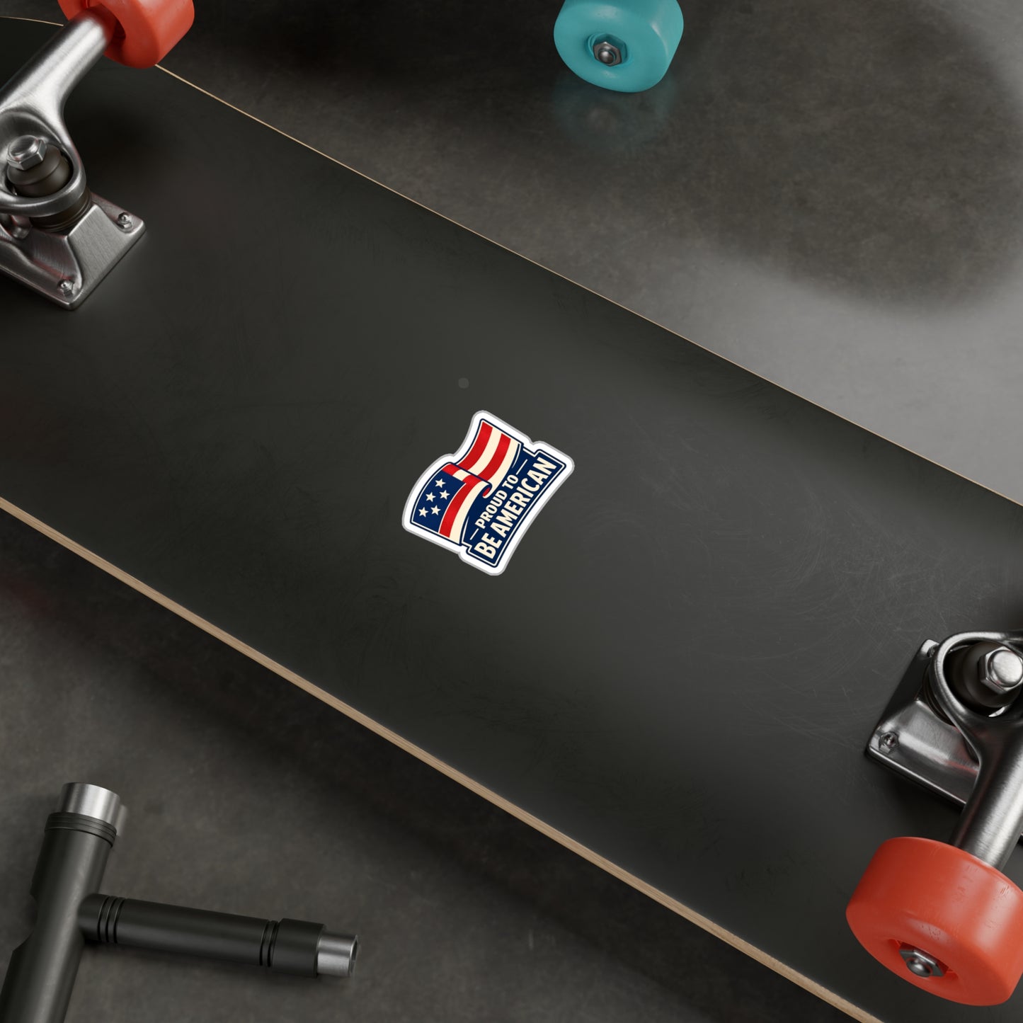 American Flag Vinyl Sticker — "Proud to Be American" Kiss-Cut Decal