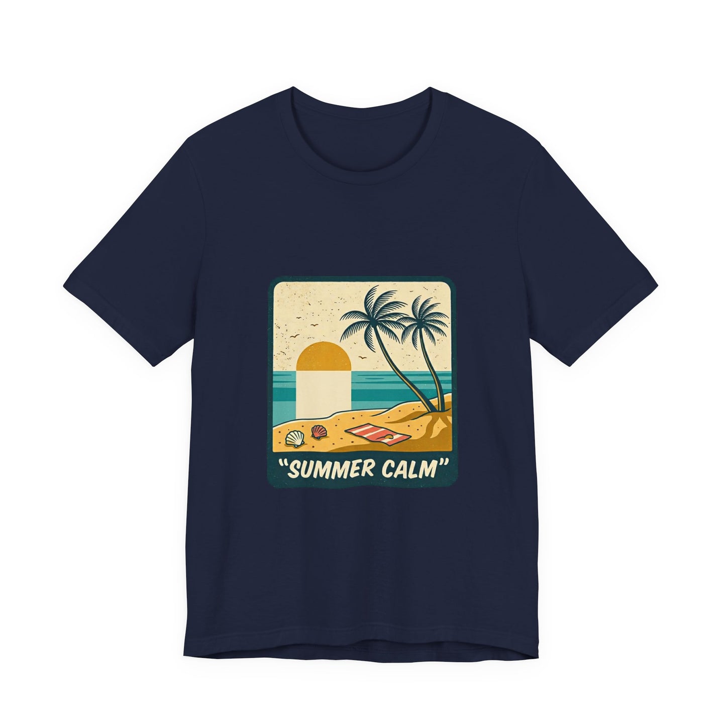 Summer Calm Beach T‑Shirt — Retro Palm Tree Sunset Tee