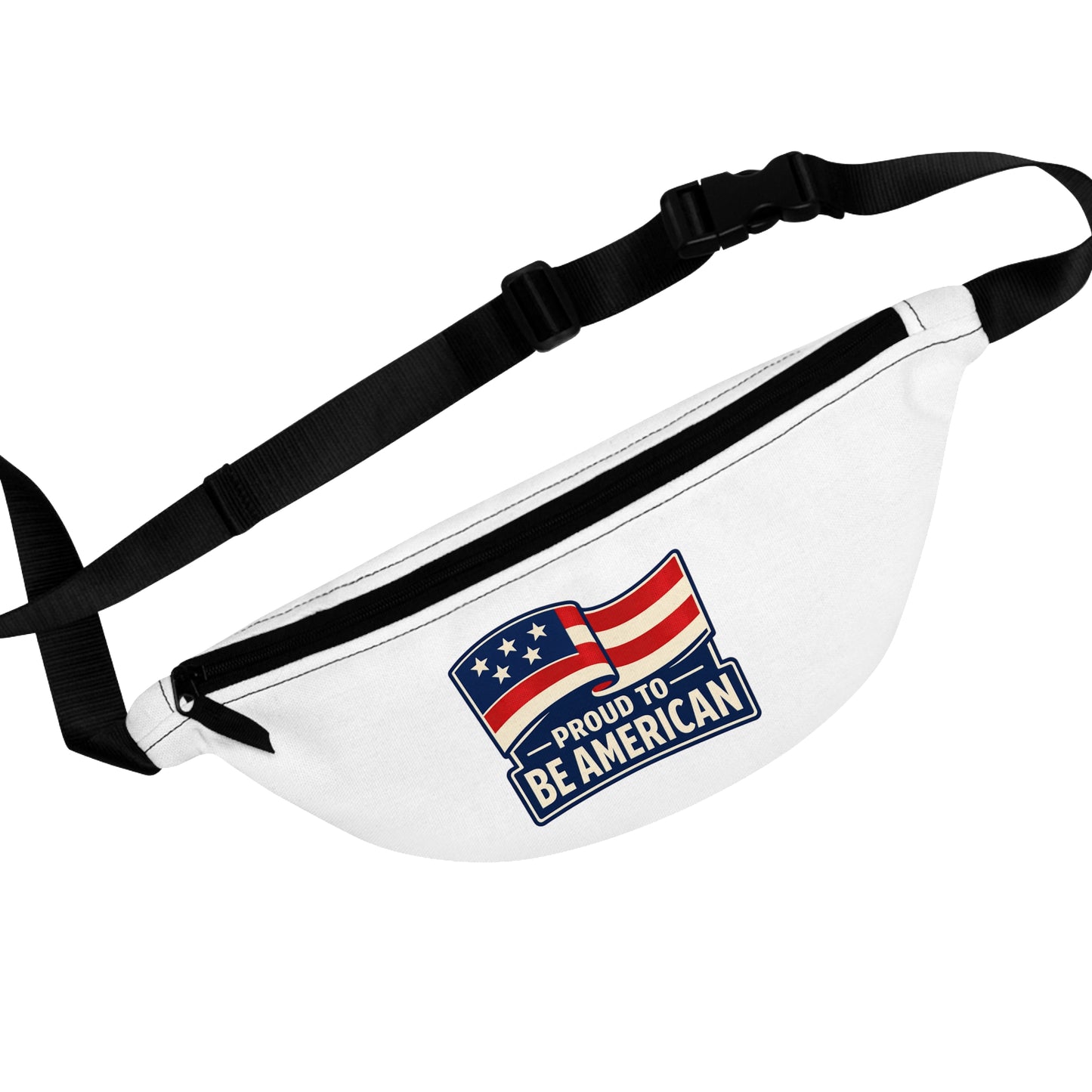 Patriotic Fanny Pack — "Proud to Be American" Flag Waist Bag