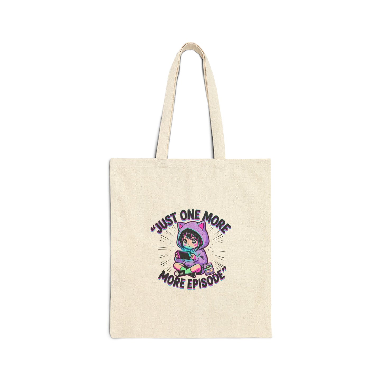 Tote Bag — "Just One More Episode" Cute Gamer Binge-Watching Cotton Canvas Tote
