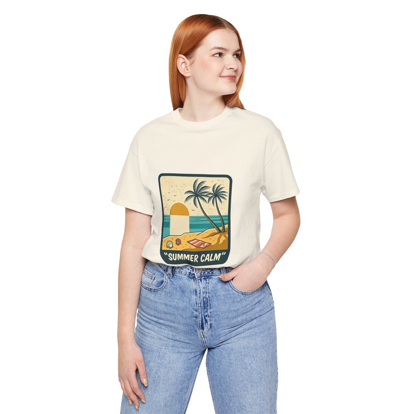 Summer Calm Beach T‑Shirt — Retro Palm Tree Sunset Tee