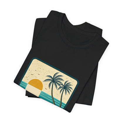 Summer Calm Beach T‑Shirt — Retro Palm Tree Sunset Tee