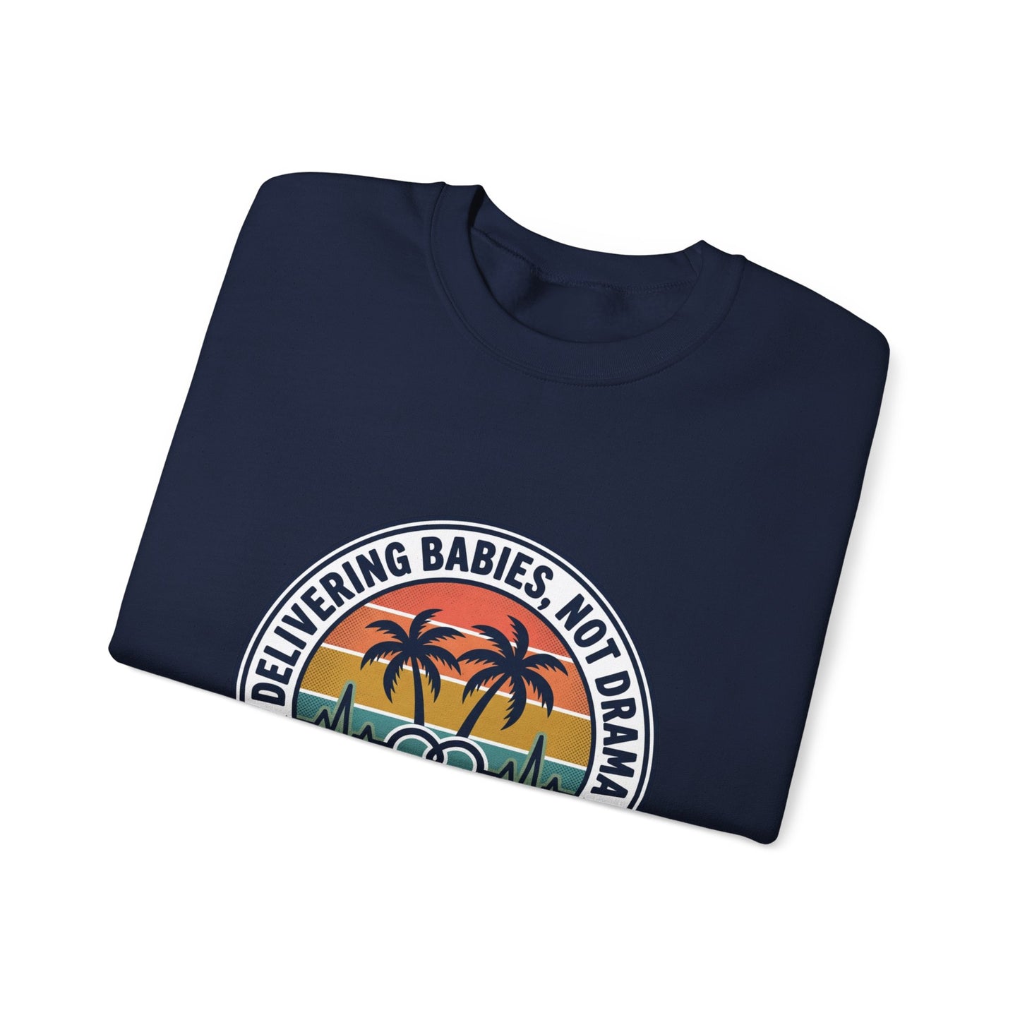 Retro Sunset Palms Crewneck, vintage distressed Americana, summer BBQ 4th of July