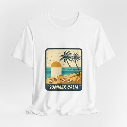 Summer Calm Beach T‑Shirt — Retro Palm Tree Sunset Tee