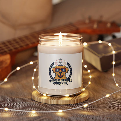 Paws & Stripes Forever Candle, Soy Jar | Americana, Retro 4th of July