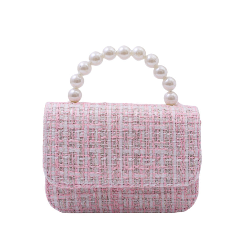 Cotton And Linen Pearl-handled Tote Bag For Kindergarten Kids