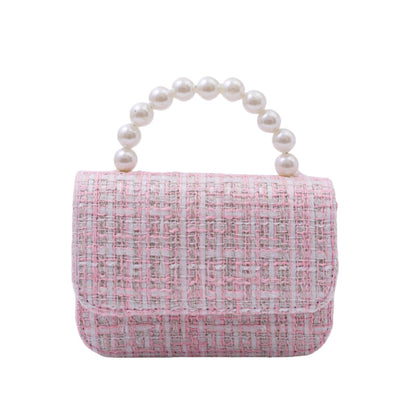 Cotton And Linen Pearl-handled Tote Bag For Kindergarten Kids