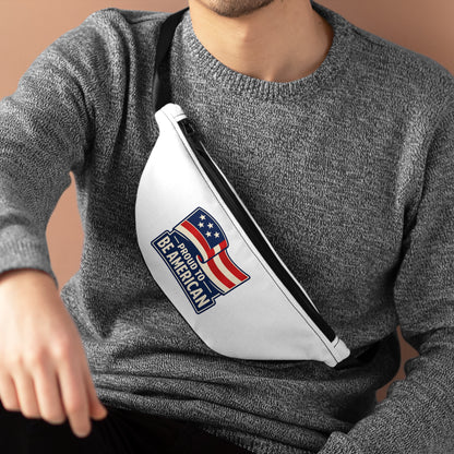 Patriotic Fanny Pack — "Proud to Be American" Flag Waist Bag