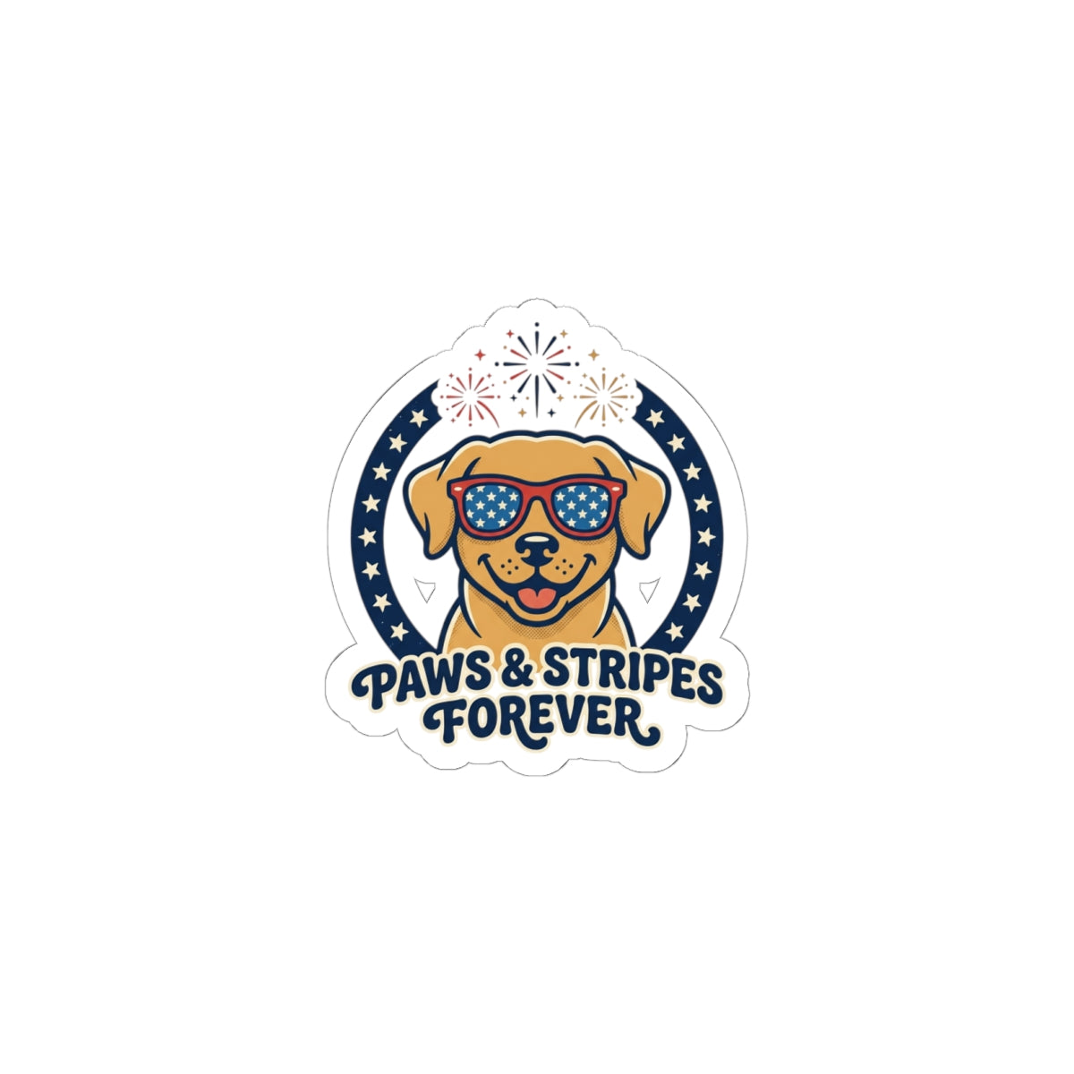 Paws & Stripes Forever Sticker | Americana 4th of July, Retro Patriotic Palette