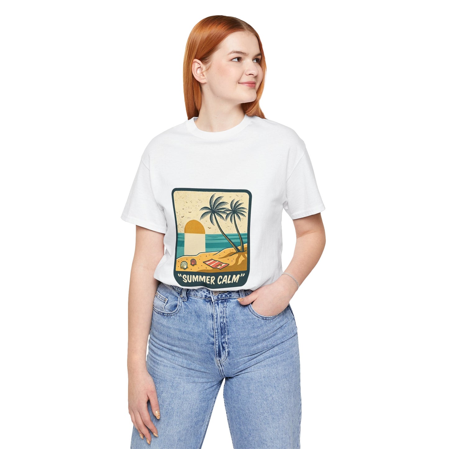Summer Calm Beach T‑Shirt — Retro Palm Tree Sunset Tee