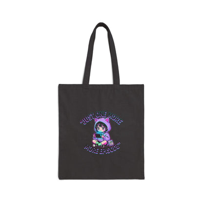 Tote Bag — "Just One More Episode" Cute Gamer Binge-Watching Cotton Canvas Tote