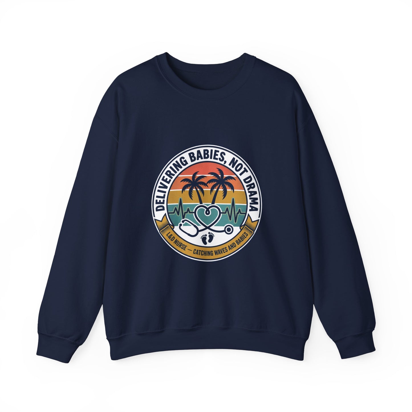 Retro Sunset Palms Crewneck, vintage distressed Americana, summer BBQ 4th of July