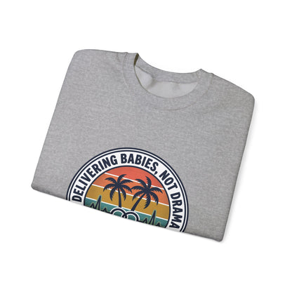 Retro Sunset Palms Crewneck, vintage distressed Americana, summer BBQ 4th of July