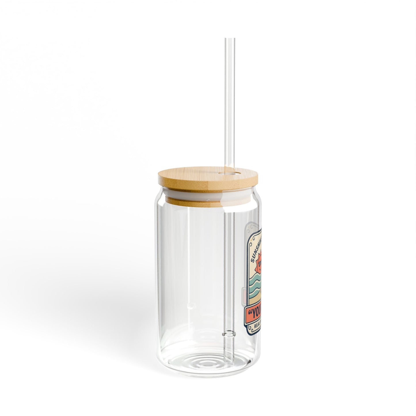 Personalized Beach Vibes Sipper Glass - 16oz Travel Tumbler with Straw