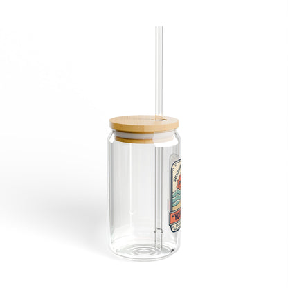 Personalized Beach Vibes Sipper Glass - 16oz Travel Tumbler with Straw