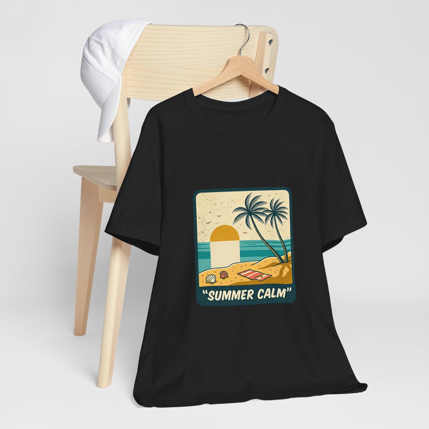 Summer Calm Beach T‑Shirt — Retro Palm Tree Sunset Tee