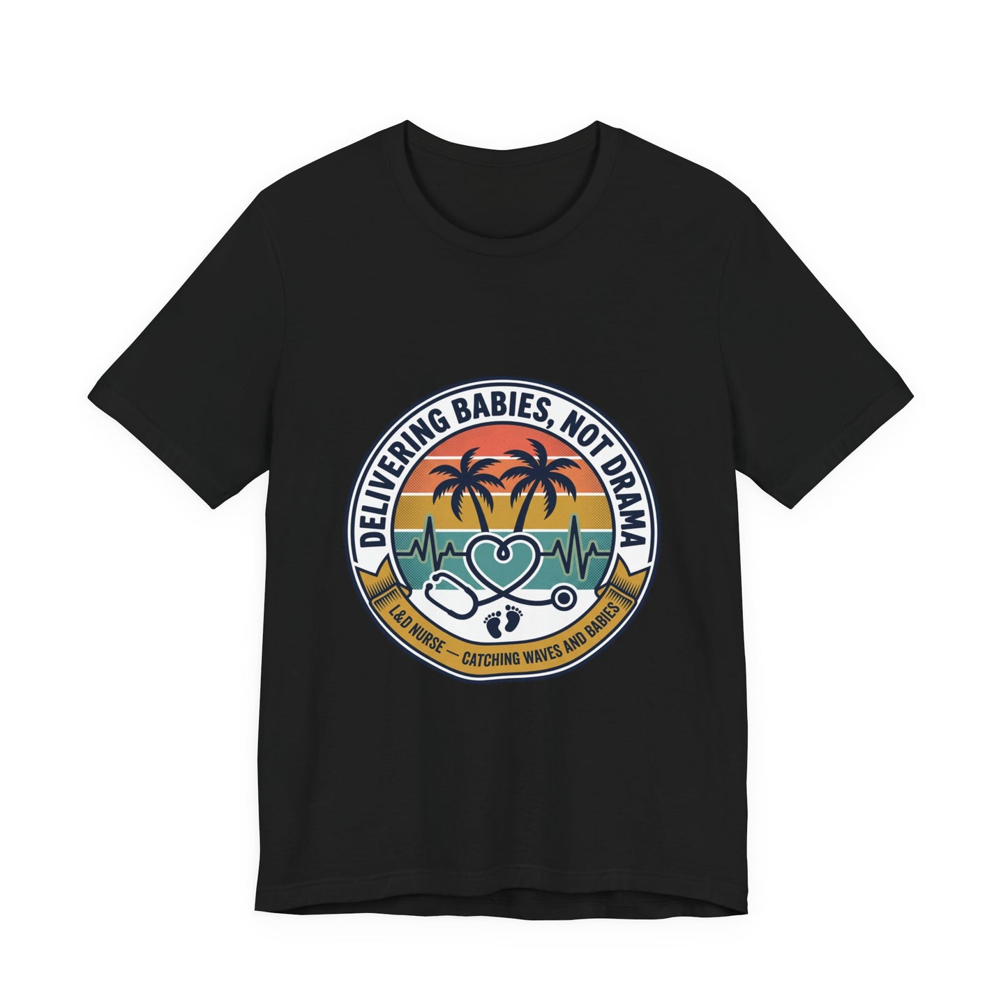 Retro Sunset Palm Badge Tee | Americana, vintage distressed 4th of July