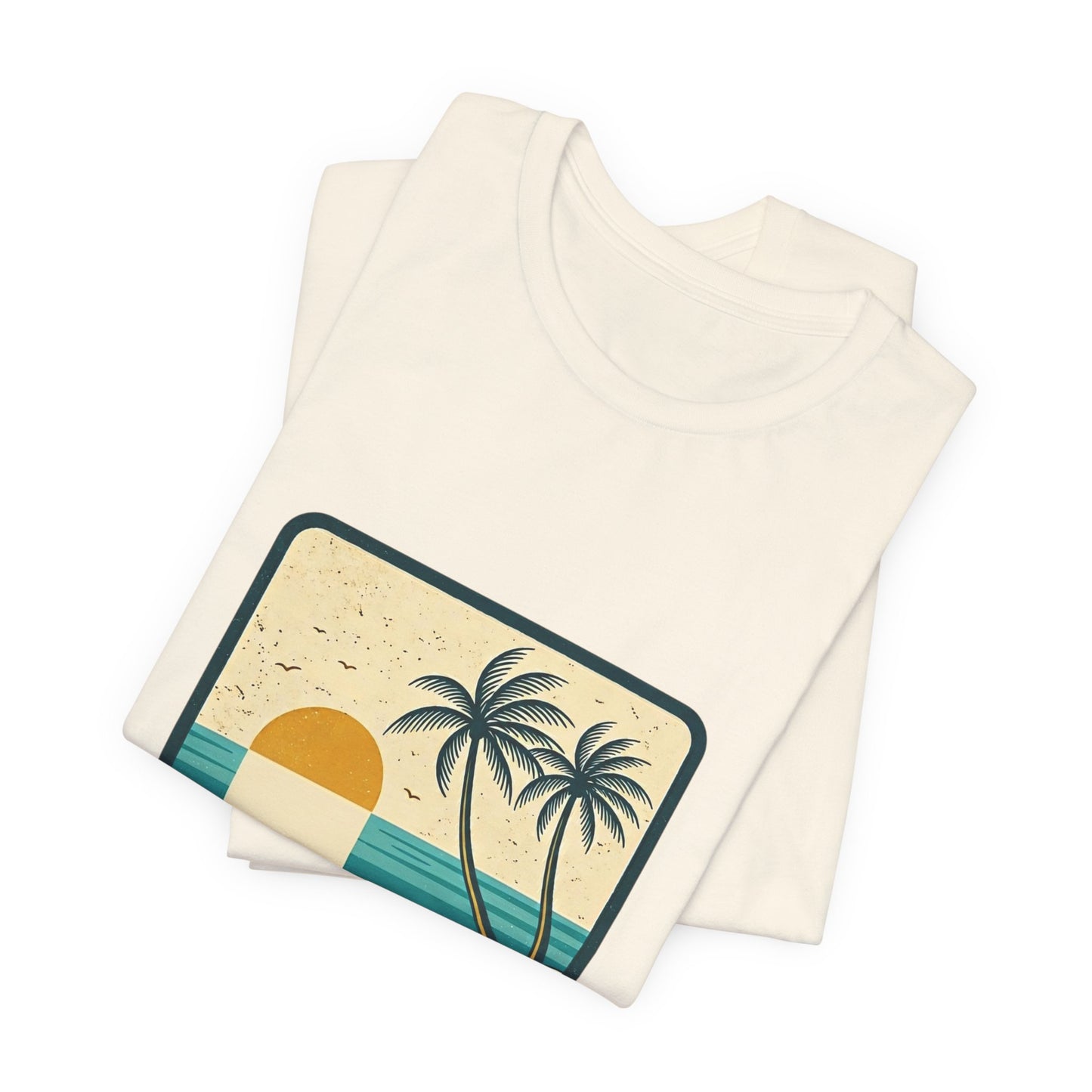 Summer Calm Beach T‑Shirt — Retro Palm Tree Sunset Tee