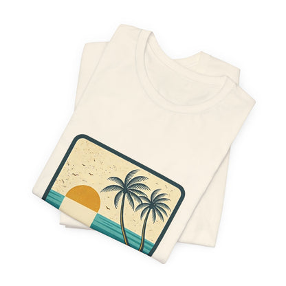 Summer Calm Beach T‑Shirt — Retro Palm Tree Sunset Tee