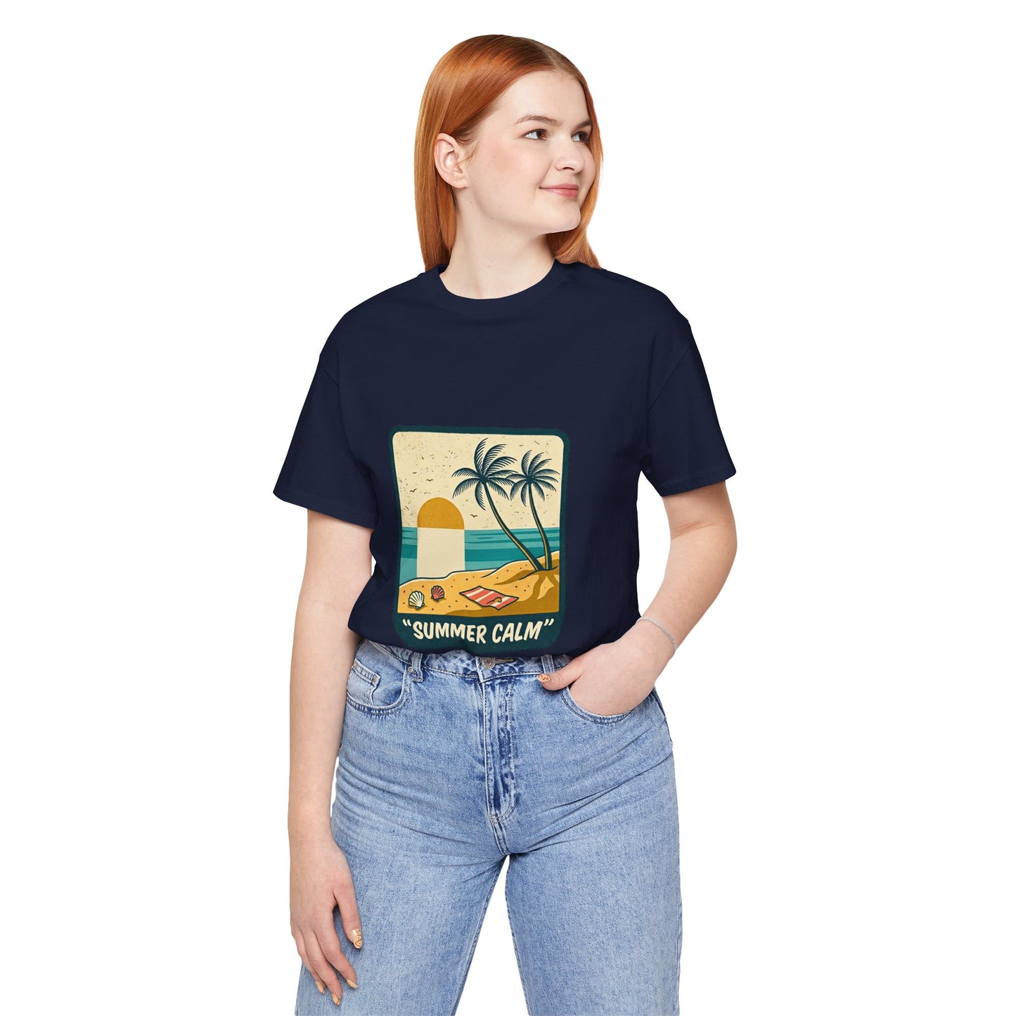 Summer Calm Beach T‑Shirt — Retro Palm Tree Sunset Tee