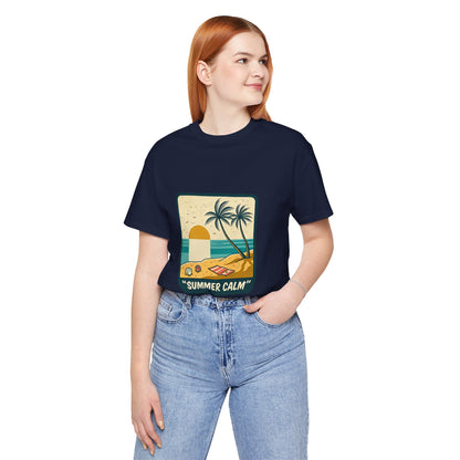 Summer Calm Beach T‑Shirt — Retro Palm Tree Sunset Tee