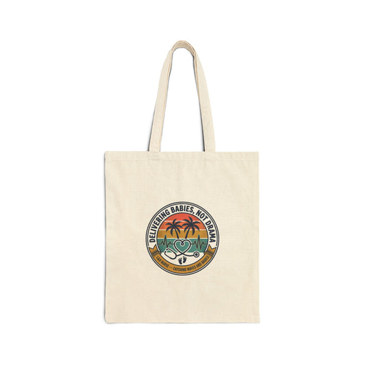 Vintage Beach Sunset Tote, Americana Retro 4th of July, Patriotic Palette