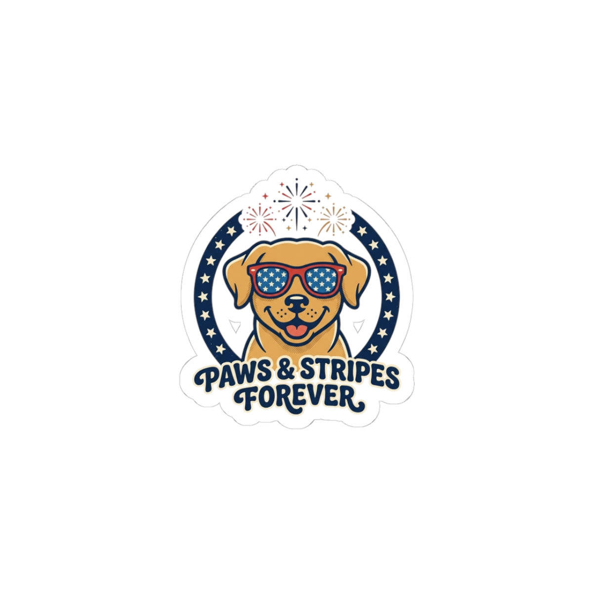 Paws & Stripes Forever Sticker | Americana 4th of July, Retro Patriotic Palette
