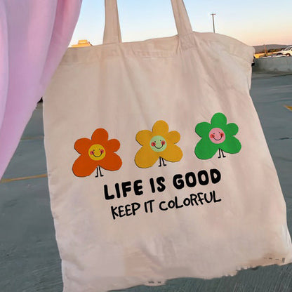 Floral Women Canvas Tote Bag Girl Reu