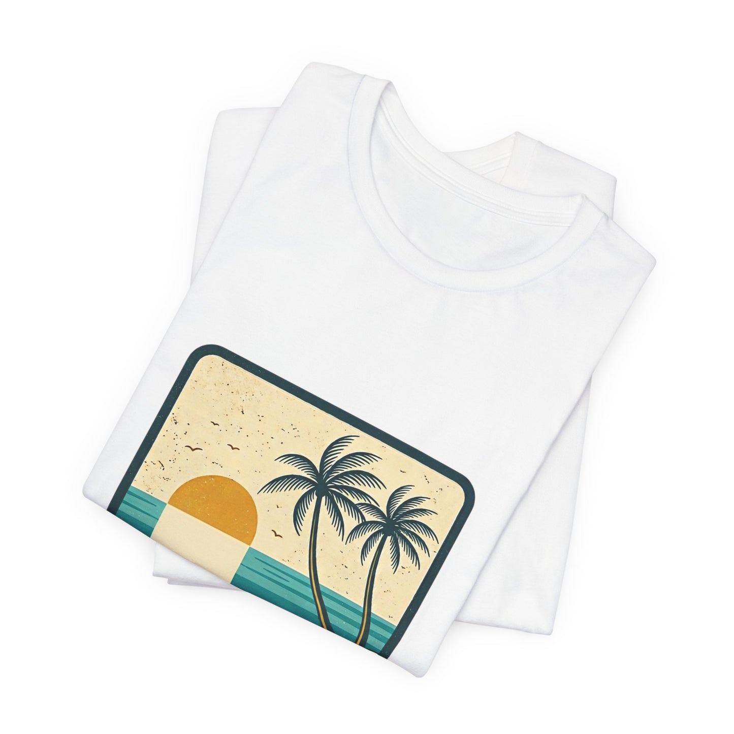 Summer Calm Beach T‑Shirt — Retro Palm Tree Sunset Tee